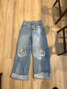 BDG Light Blue Distressed Skater Baggy Jeans